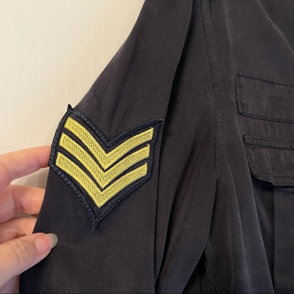 Saks Fifth Avenue Women's Utility Jacket Coat Navy Blue with Pockets Size XSm - Picture 3 of 6